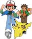 Ash, Brock, Pikachu