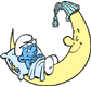 Smurf sleeping in crescent moon