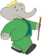 King Babar walking with scepter