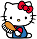 Hello Kitty holding a hair  brush