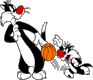 Sylvester playing basketball with Sylvester Jr.