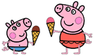 George and Peppa Pig eating ice cream